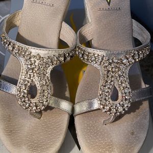 Silver bling wedge slides